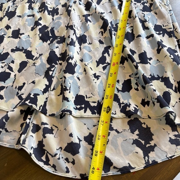 Lewit Silk Flounce Dress Ruffle Blue Green A-Line Printed Womens 6 Short Sleeve - Picture 10 of 12